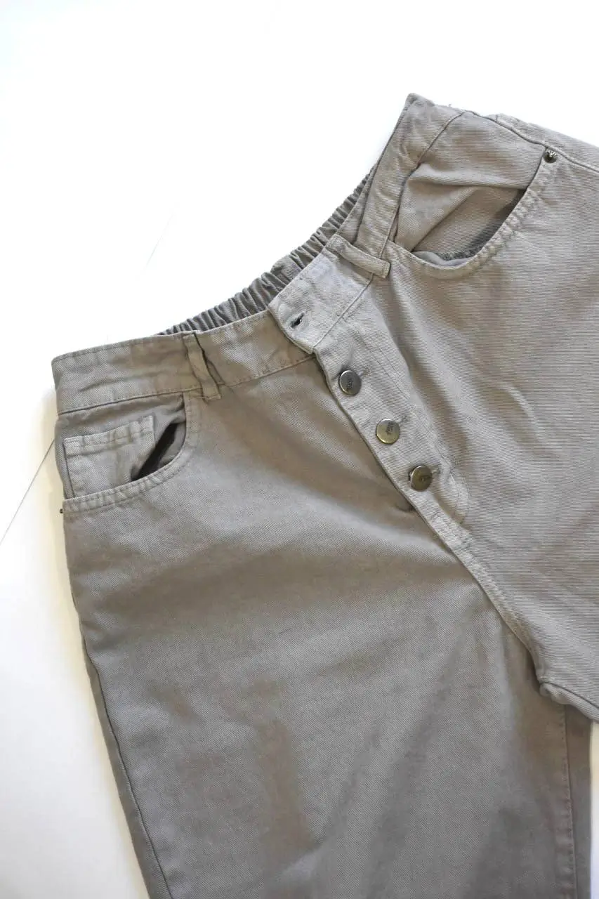 شلوار زنانه کتان Royal Jeans | کمر کشی و دکمه‌دار